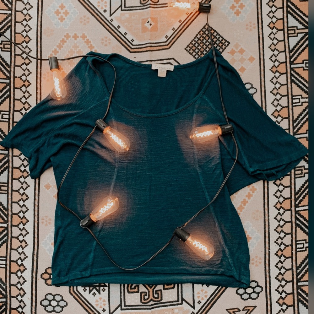 FOREVER 21 Teal Flowy Blouse